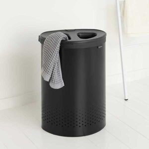 סל כביסה אובלי מחולק שחור מט 55 ליטר Brabantia